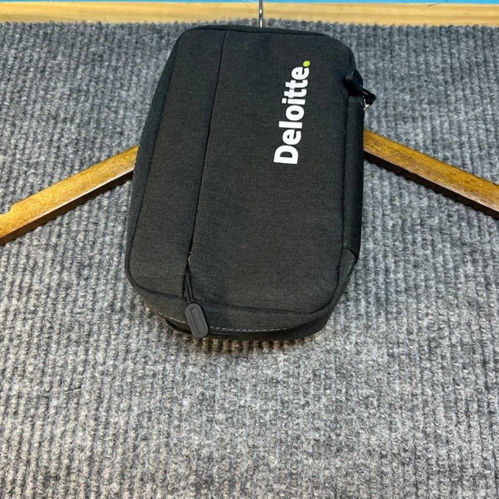 Deloitte Tech Organizer Travel Pouch Black Cable Management Accessory Bag